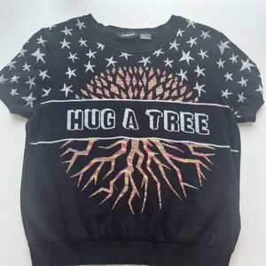 Desigual Black 'Hug A Tree' Short Sleeve Tee